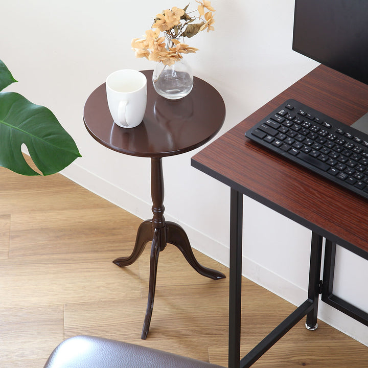 サイドテーブル高さ52.5cm丸型木製クラシック