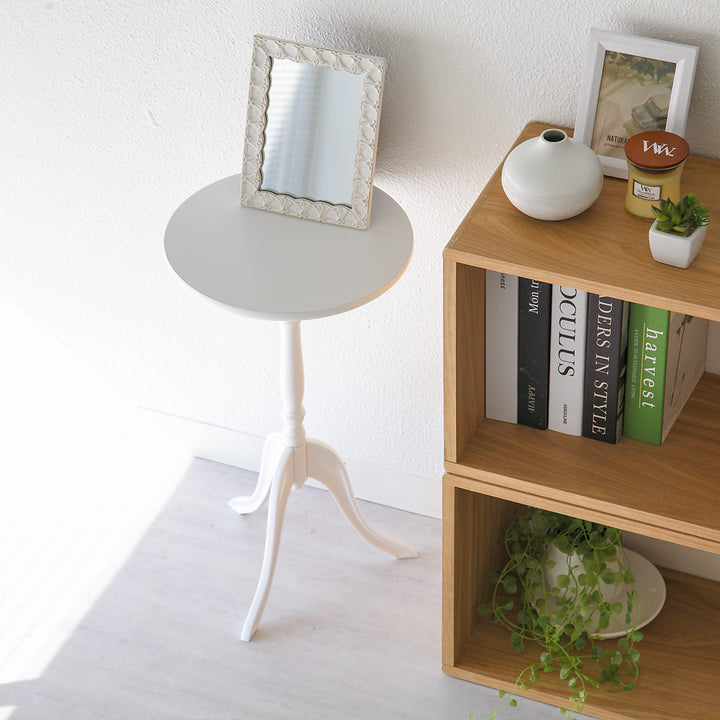 サイドテーブル高さ52.5cm丸型木製クラシック