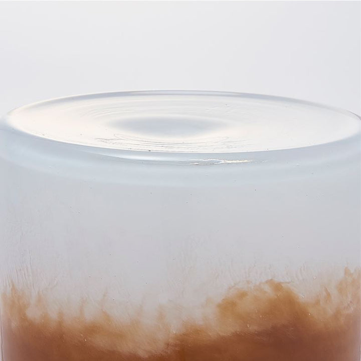 花瓶DGボトルベース直径11.5×高さ15cmホワイトブラウンガラス