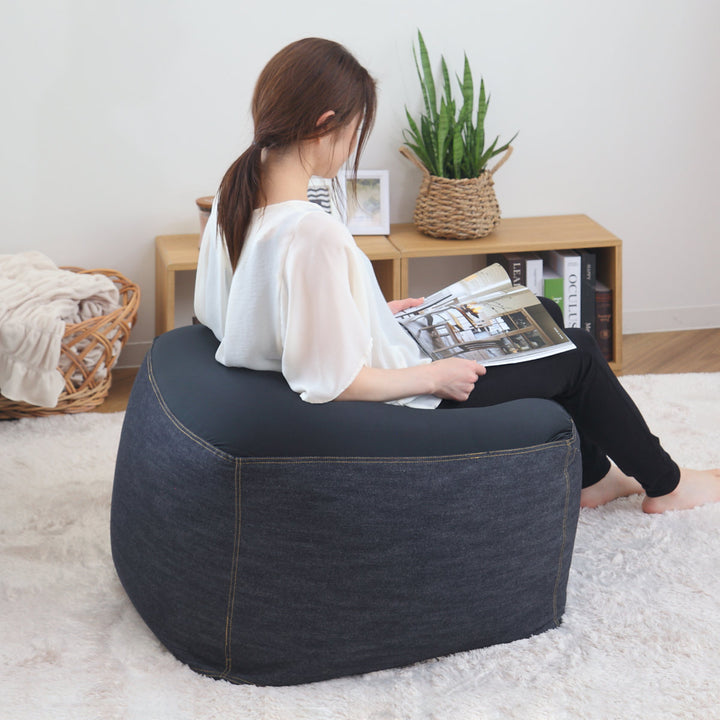 ビーズクッションLサイズキューブチェアデニム