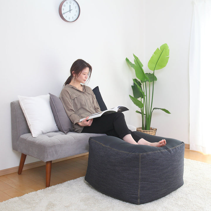 ビーズクッションLサイズキューブチェアデニム