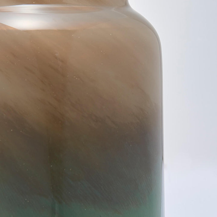 花瓶DGボトルベース直径15×高さ22cmグリーンブラウンガラス