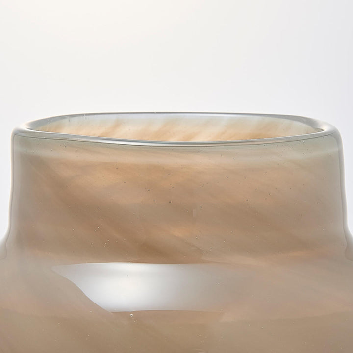 花瓶DGボトルベース直径15×高さ22cmグリーンブラウンガラス