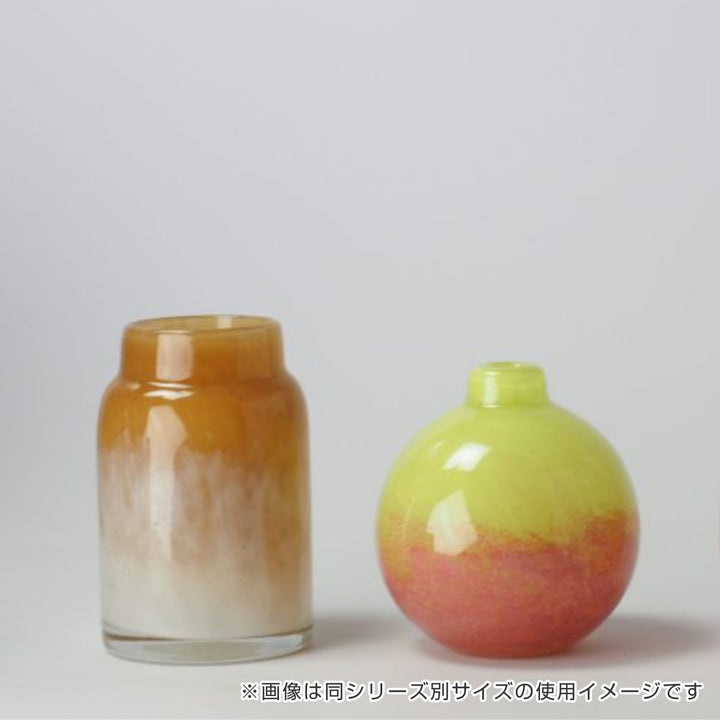 花瓶DGボトルベース直径15×高さ22cmグリーンブラウンガラス