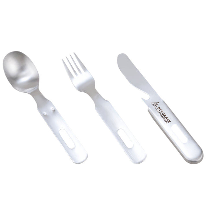 アウトドアカトラリーナイフフォークスプーンキャンプカトラリー3PCSプリグレース