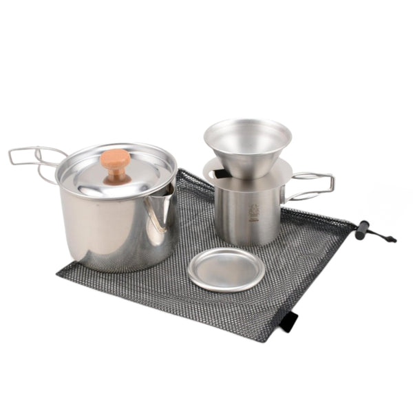 アウトドア調理器具ケトルクッカー＆ドリッパーセット収納袋付プリグレース