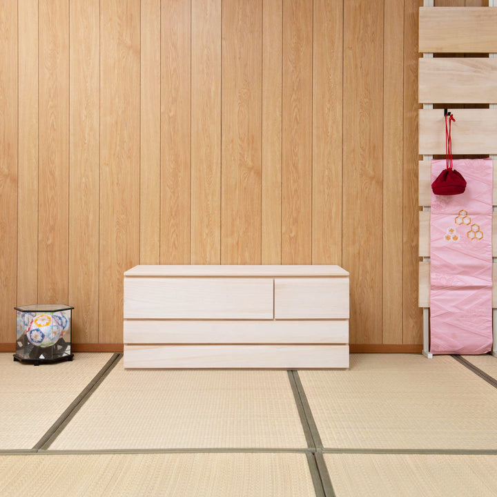 桐洋風チェスト幅100.5cm3段4杯生地仕上げ日本製完成品