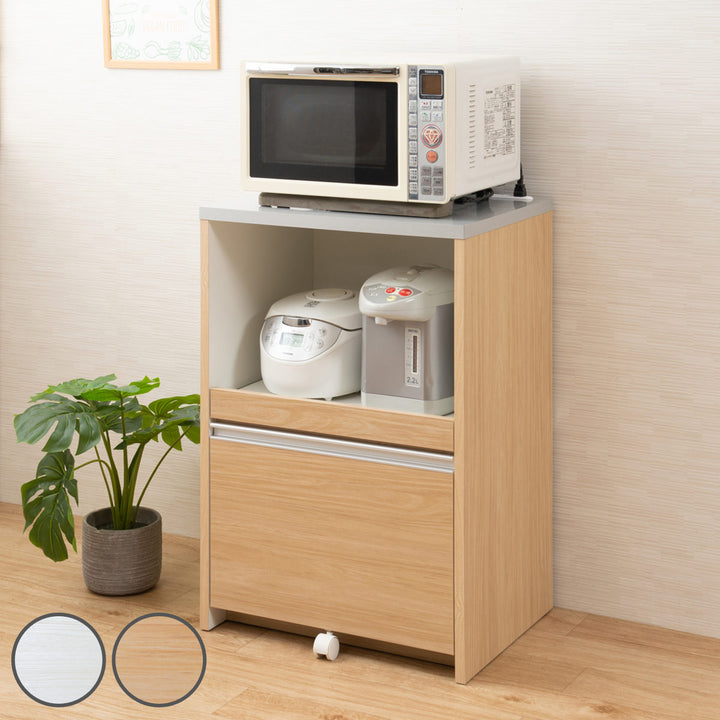 レンジ台カウンタータイプスライドストッカー付幅60cm