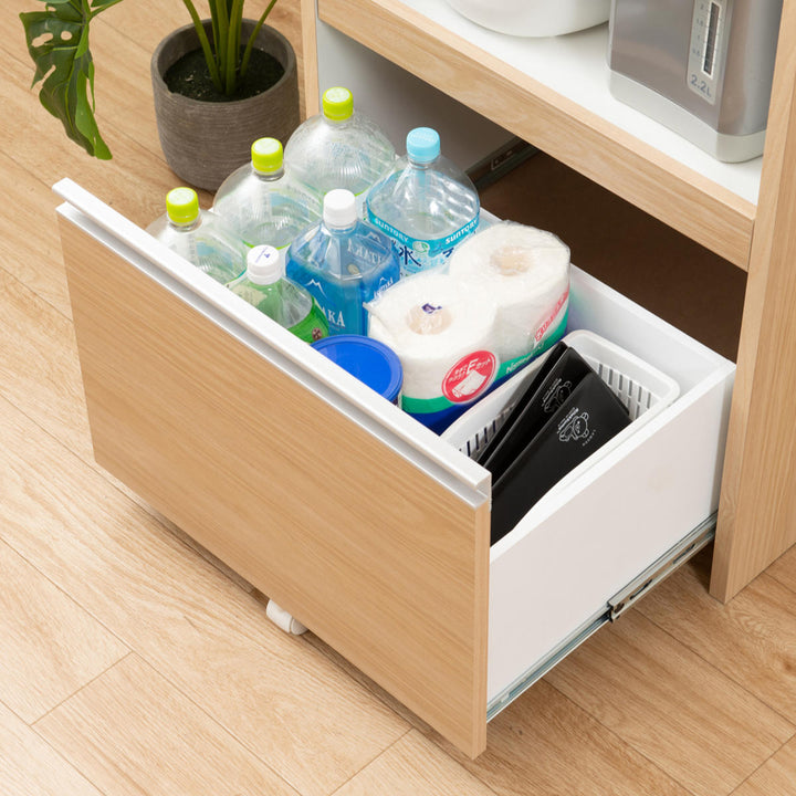 レンジ台カウンタータイプスライドストッカー付幅60cm