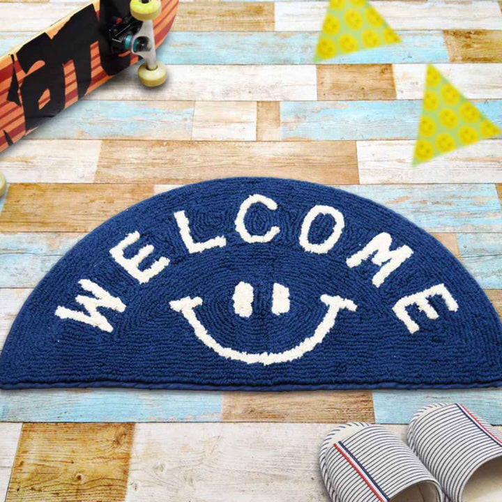 玄関マット室内用35×70cmセミサークルマットスマイル