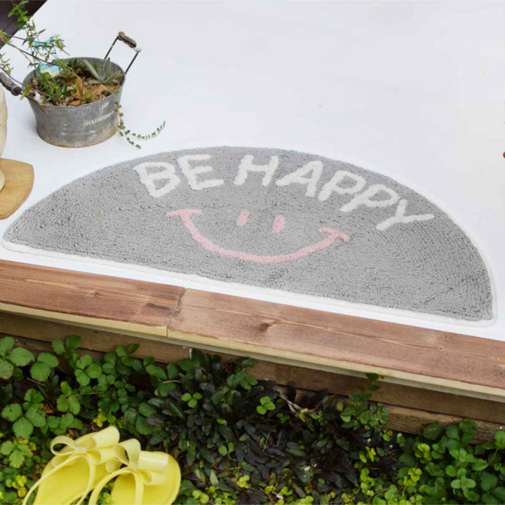 玄関マット室内用35×70cmセミサークルマットスマイル