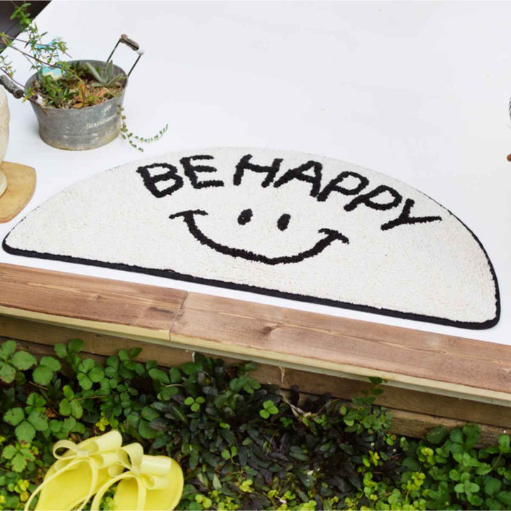 玄関マット室内用35×70cmセミサークルマットスマイル