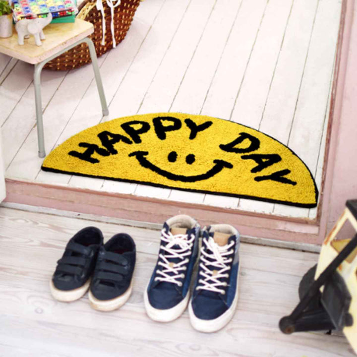 玄関マット室内用35×70cmセミサークルマットスマイル