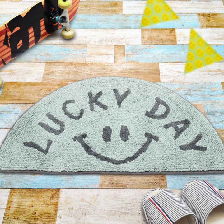 玄関マット室内用35×70cmセミサークルマットスマイル