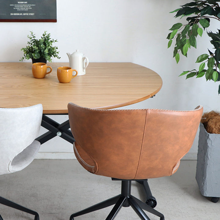 チェア座面高44cm回転レザー調アーマー