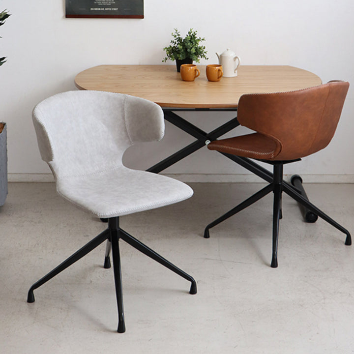 チェア座面高44cm回転レザー調アーマー