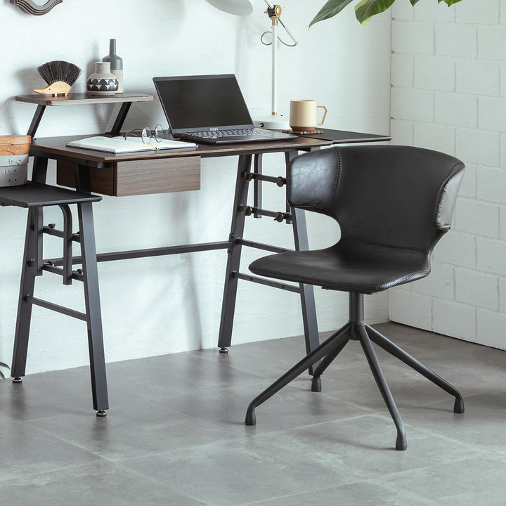 チェア座面高44cm回転レザー調アーマー