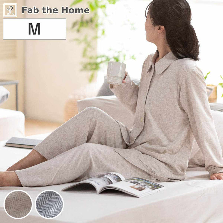 パジャマFabtheHomeMレディースヘリンボーンニット綿100％