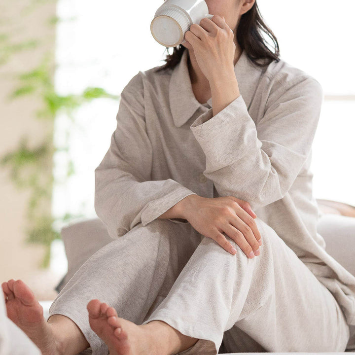 パジャマFabtheHomeMレディースヘリンボーンニット綿100％