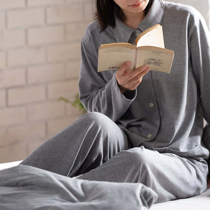 パジャマFabtheHomeMレディースヘリンボーンニット綿100％