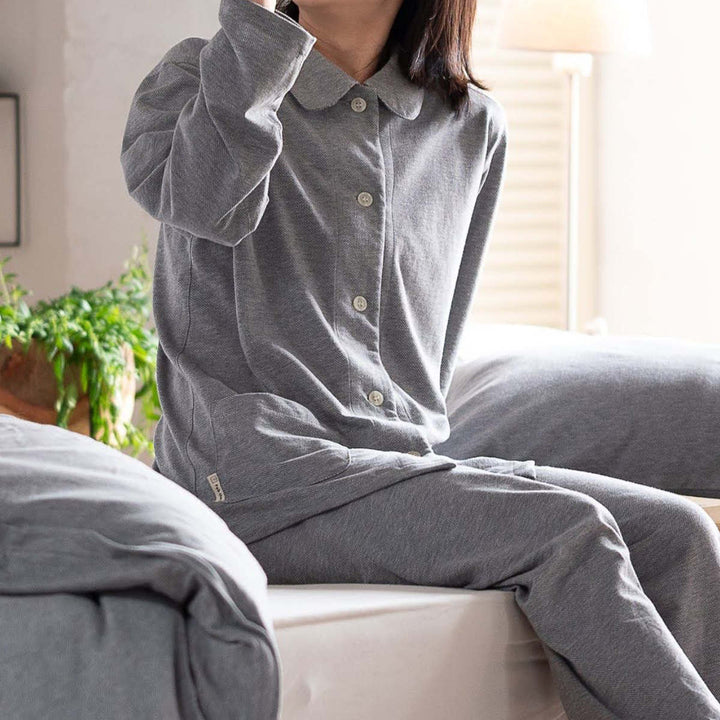 パジャマFabtheHomeLレディースヘリンボーンニット綿100％