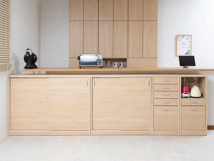 カウンター下収納幅40cmオープンタイプ引出し付日本製完成品