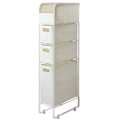 隙間収納 洗面所 15cm ランドリーチェスト ラタン