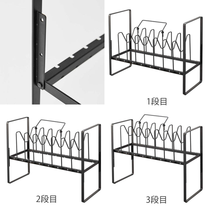 山崎実業towerシンク下高さ調整鍋蓋＆フライパン収納ラック2段タワー