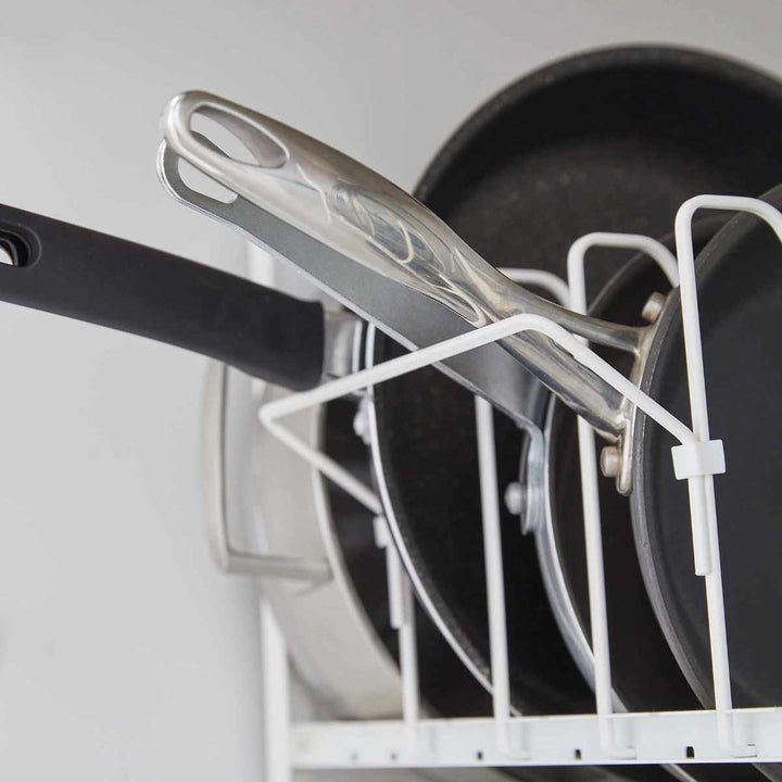 山崎実業towerシンク下高さ調整鍋蓋＆フライパン収納ラック2段タワー