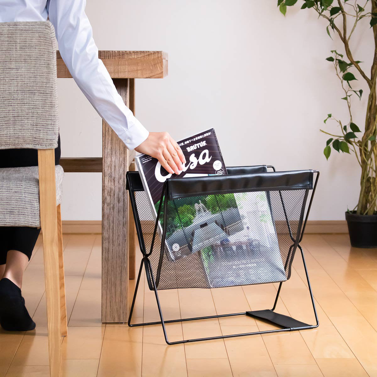 手荷物入れ レザー調ハンモック型 メッシュバスケット – ハウジー
