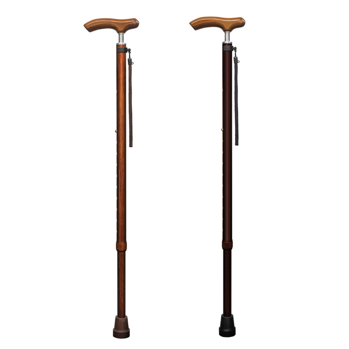 杖スレンダーネックステッキ伸縮木目軽量おしゃれ介護