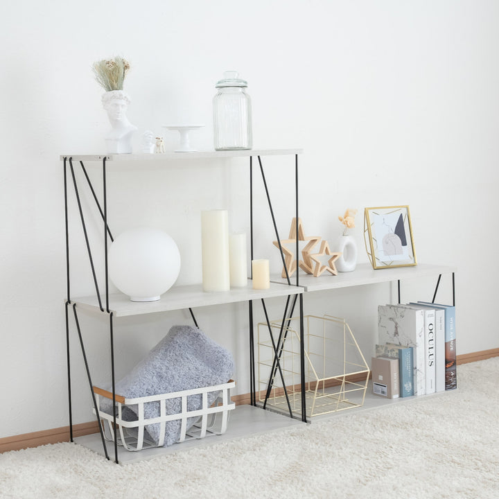 EZBOワイヤーラック2段幅61cm工具不要簡単組立モノトーン