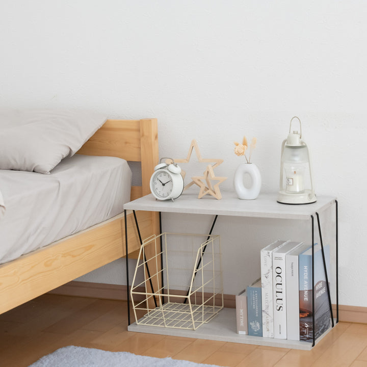 EZBOワイヤーラック2段幅61cm工具不要簡単組立モノトーン