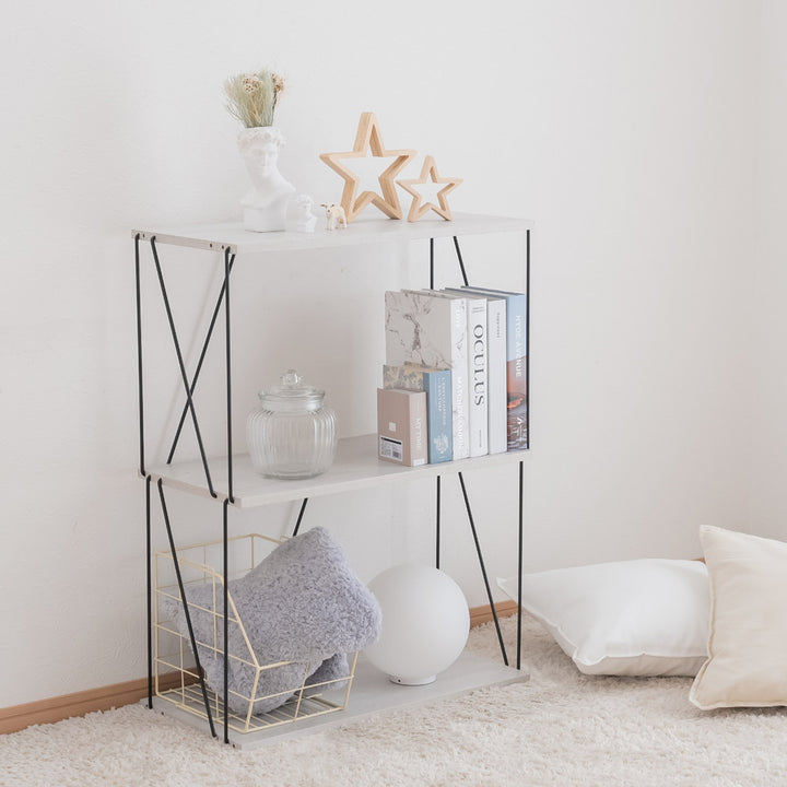 EZBOワイヤーラック3段幅61cm工具不要簡単組立モノトーン