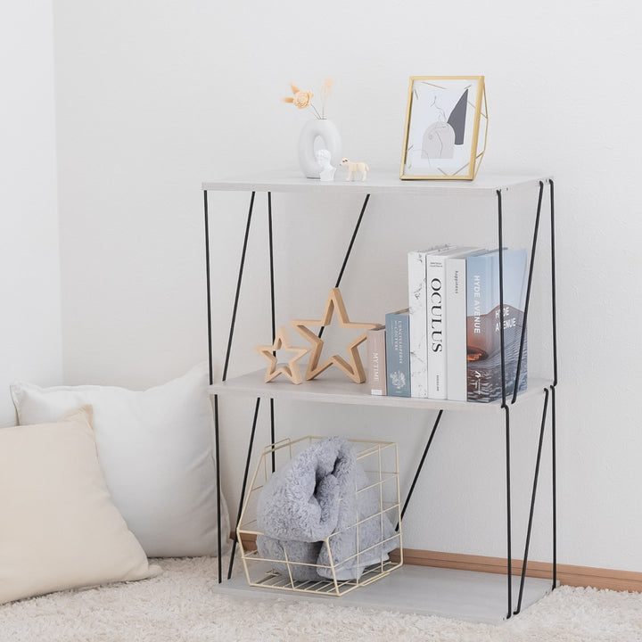 EZBOワイヤーラック3段幅61cm工具不要簡単組立モノトーン