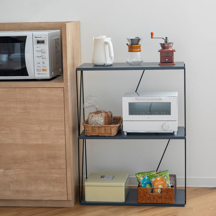 EZBOワイヤーラック3段幅61cm工具不要簡単組立モノトーン