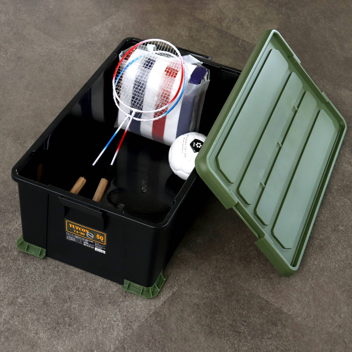 収納ボックス Nタフコンプラス ATCP-74-30 フタ付き 幅44×奥行74×高さ