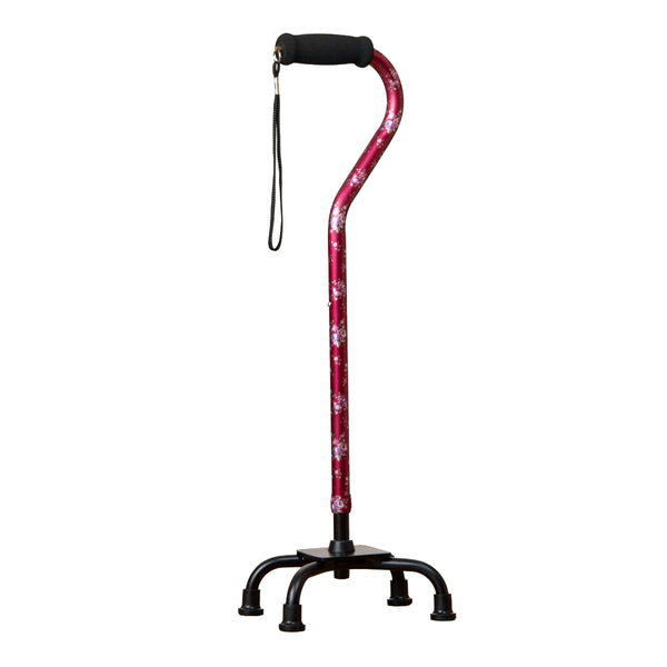 杖アルミ製4点自立式女性花柄