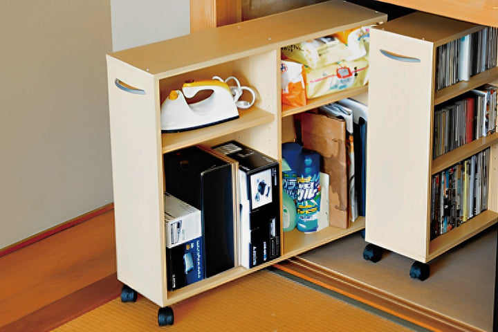 押入れラック幅20cm奥行75cmすき間収納2台組キャスター付