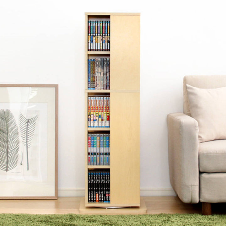 回転コミックラック5段ブックシェルフ幅39cm