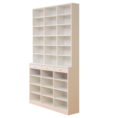 本棚 幅117.8cm 引出し付 ブックシェルフ 3列 ハイタイプ