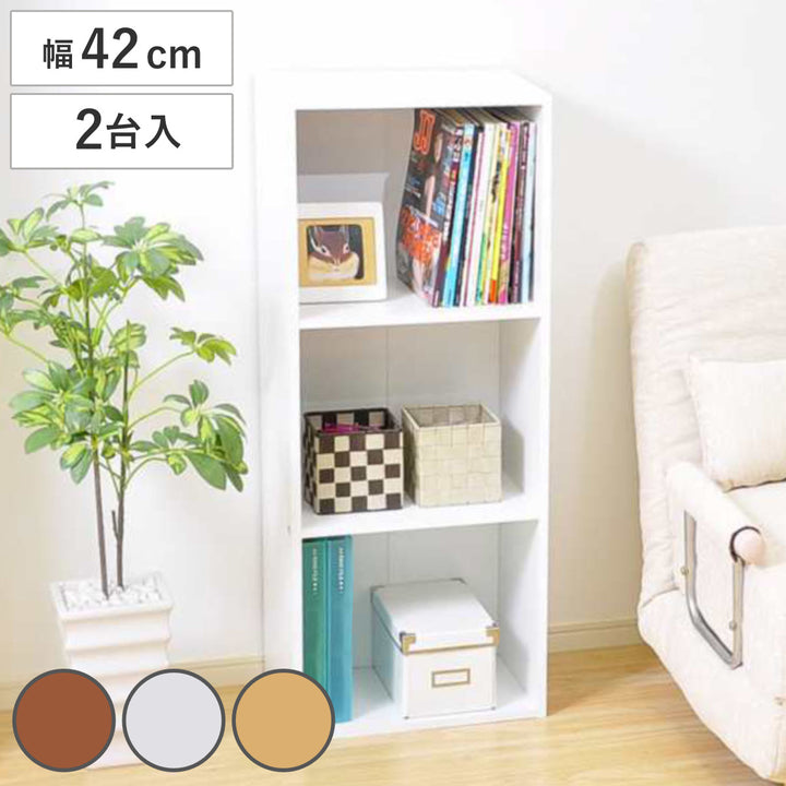 カラーボックス幅42cm3段A4収納2台組