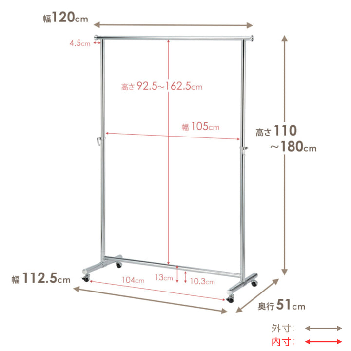 ハンガーラック高耐荷重幅120cm