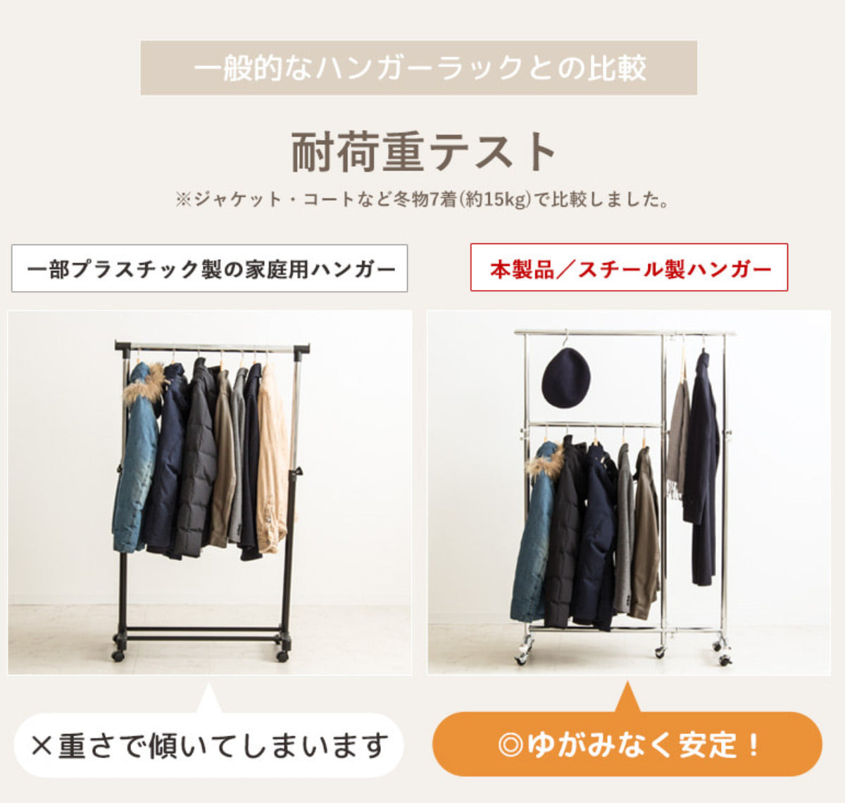ハンガーラック 2段収納タイプ 高耐荷重 幅78~131cm – ハウジー ハンガーラック 2段収納タイプ 高耐荷重 幅78~131cm – ハウジー
