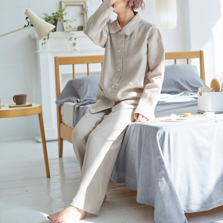 パジャマFabtheHomeLサイズレディースファインリネンone-wash麻100％リネン麻