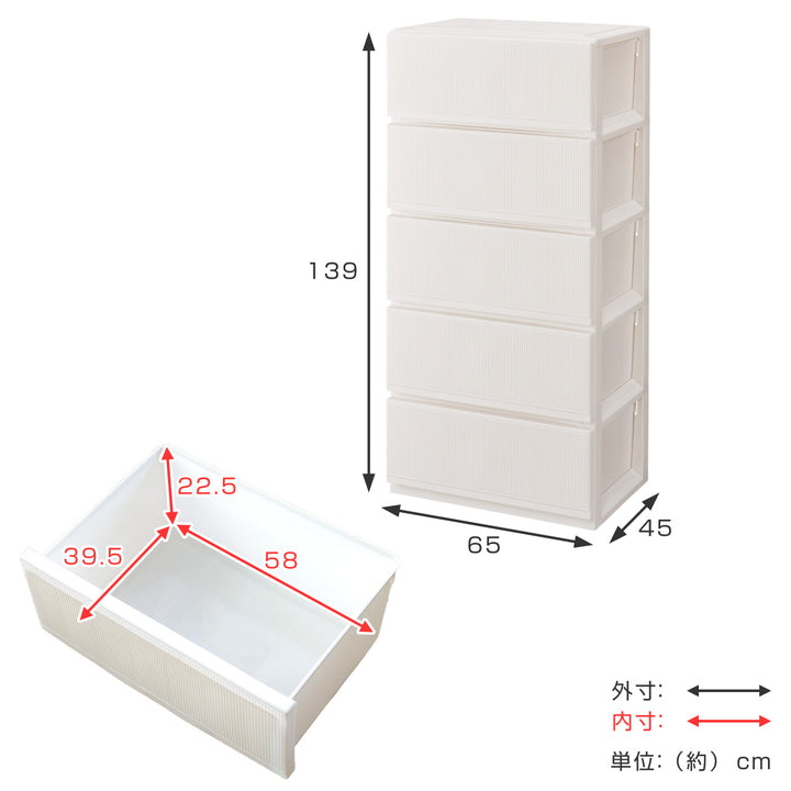 チェストプロフィックススタイルケース組立式深型5段高さ139cm