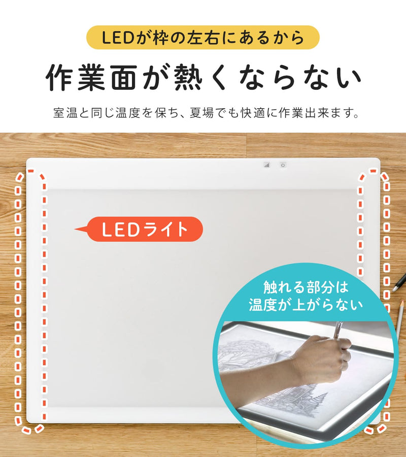 トレース台 A2 薄型LED トレビュアー グレー 保護シート付 A2-450-01