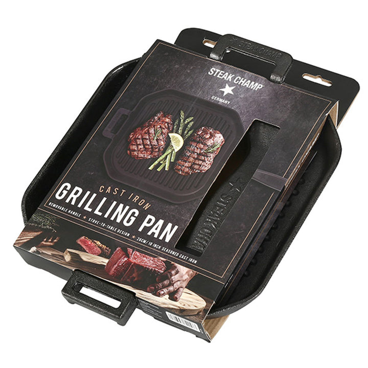 グリルパンSTEAKCHAMPCASTIRONGRILLINGPAN26cm四角取っ手取り外し