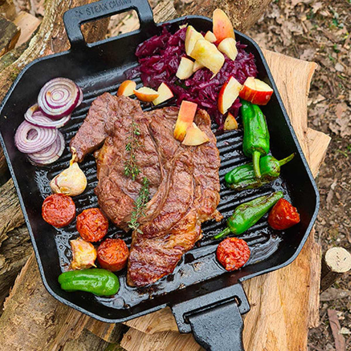 グリルパンSTEAKCHAMPCASTIRONGRILLINGPAN26cm四角取っ手取り外し