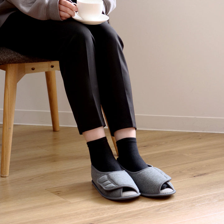 介護シューズあゆみやわらか底でフィット前開き両足3EM～LL自宅用